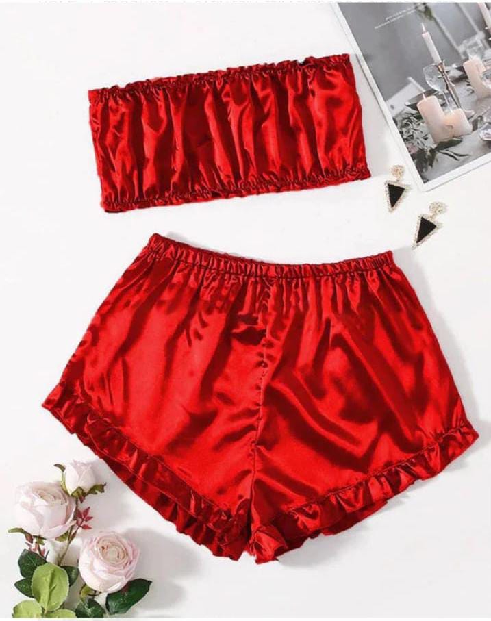 FRILL TUBE TOP & SHORT SET