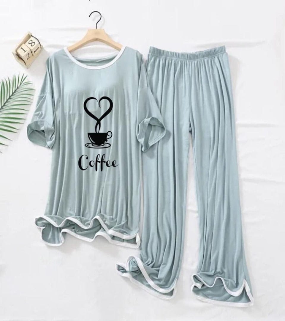 LOVE COFFEE PRINTED TRENDY LOUNGE WEAR FOR WOMEN