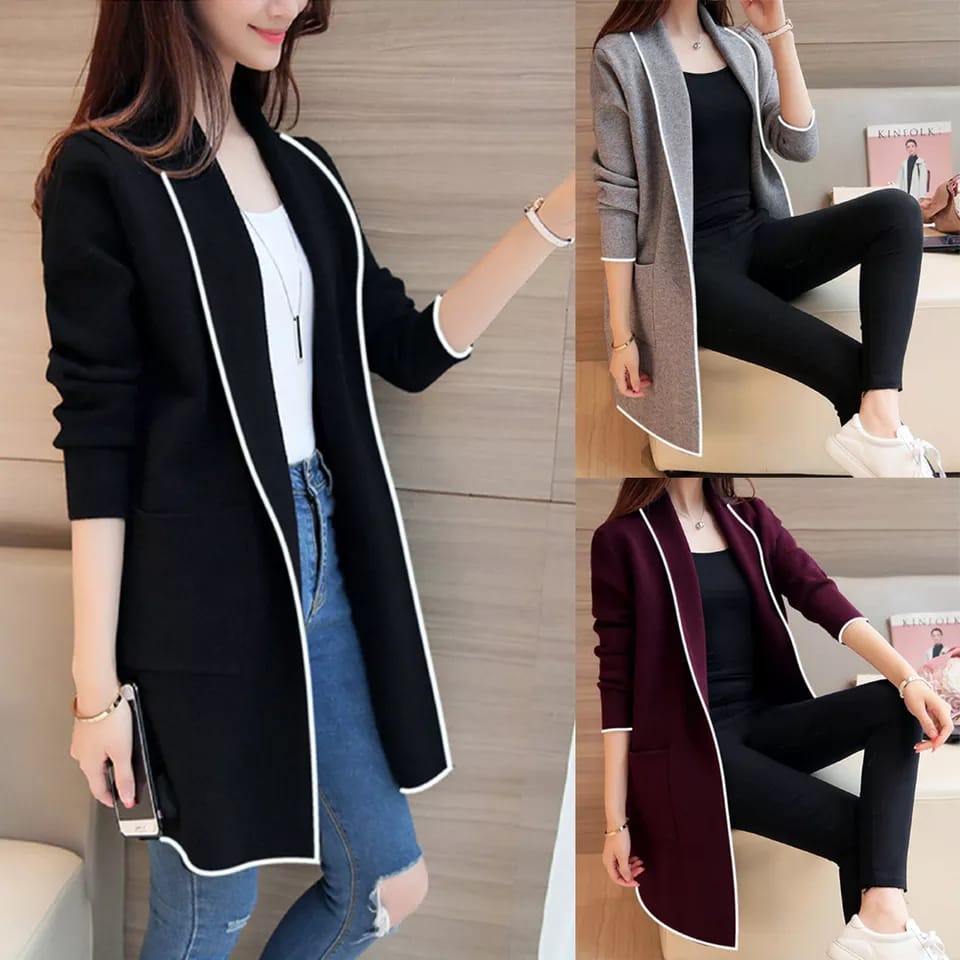 Women Lapel Casual Long Fleece Coat