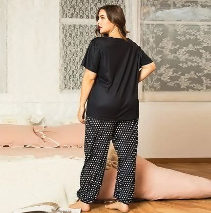 Black Cartoon Printed Nightwear