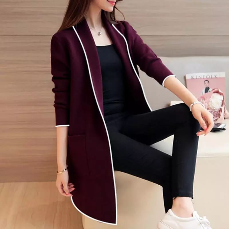 Women Lapel Casual Long Fleece Coat